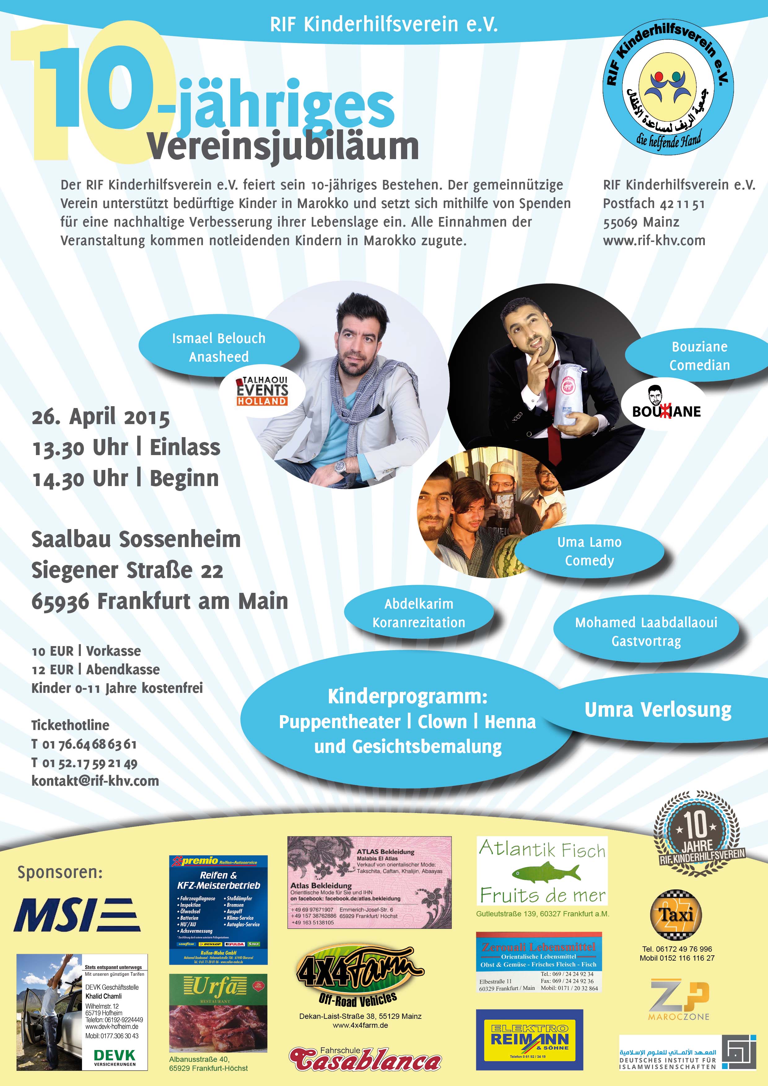 Jubiläumsflyer RIF Kinderhilfsverein 2015